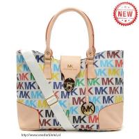 michael kors logo signature lock groot witte multicolor boekentassen Outlet Antwerpen hy2ks642